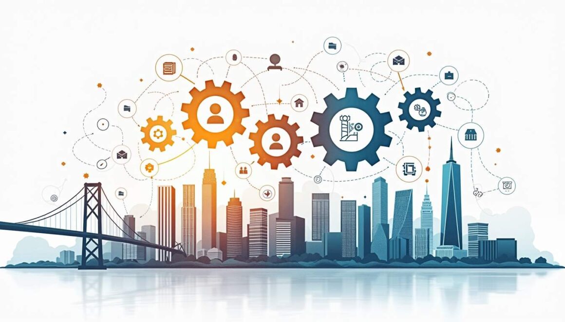 An abstract representation of a digital marketplace