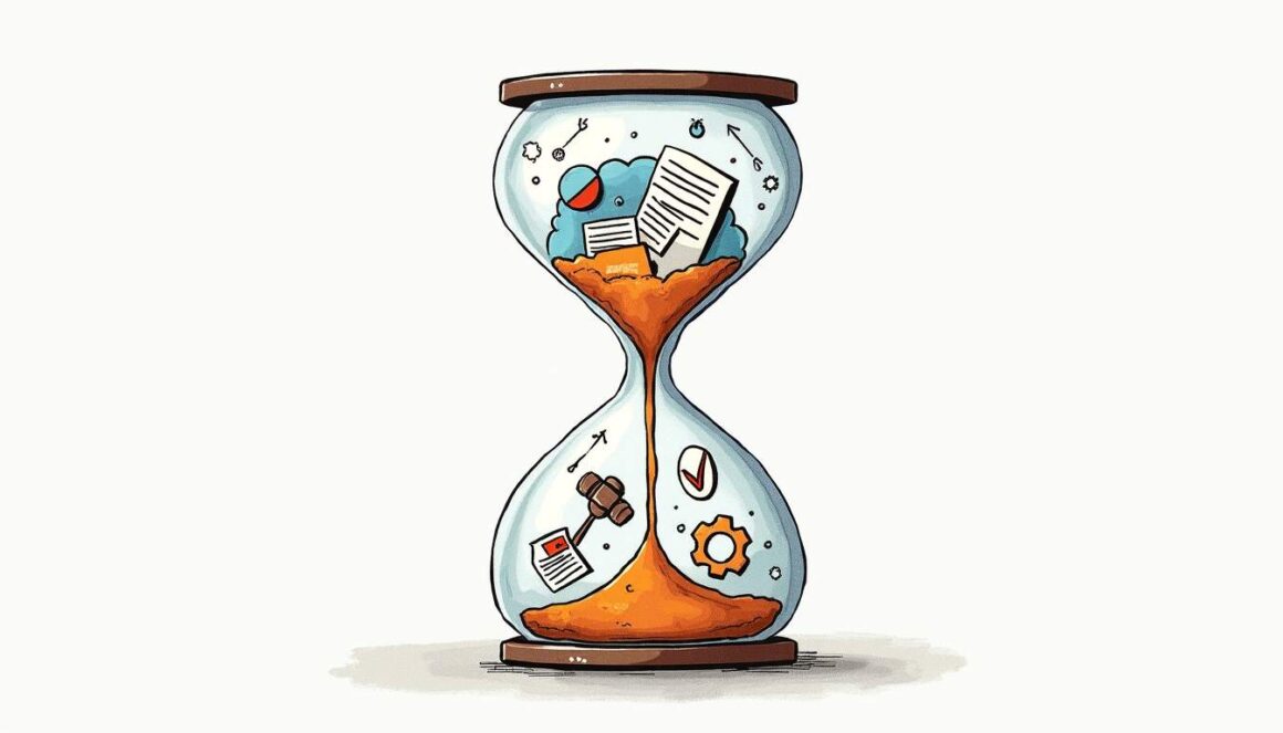 An hourglass split in half