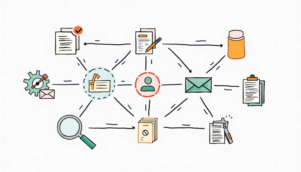 An interconnected flowchart showcasing the journey from a purchase requisition to an invoice