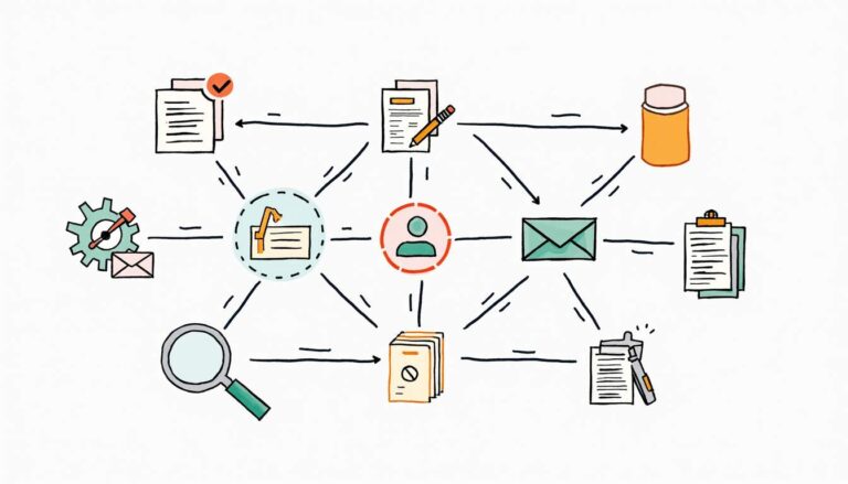 An interconnected flowchart showcasing the journey from a purchase requisition to an invoice