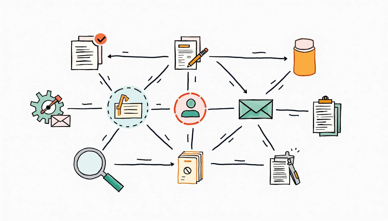 An interconnected flowchart showcasing the journey from a purchase requisition to an invoice